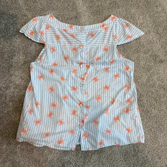 ModCloth XL crab striped back button lightweight blouse top TS 2715 - Picture 6 of 9